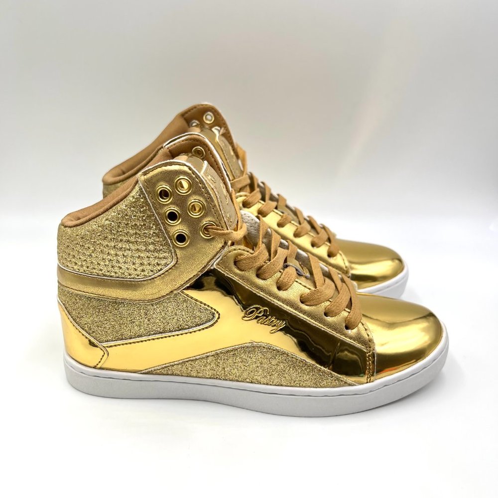 Pastry Size 6.5 Pop Tart Glitter Gold White High Top Dance Sneakers‎ Shoes